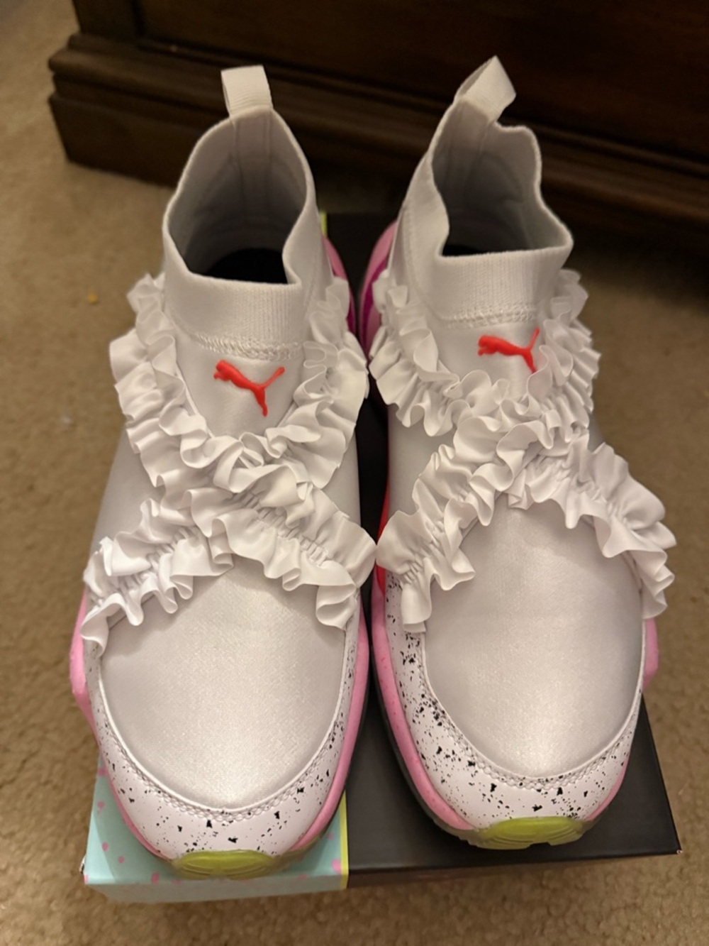 Puma x Sophia Webster Thunder White Ruffled Slip-On Sneakers